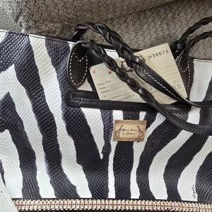 Brighton Black and White Animal Print Tote